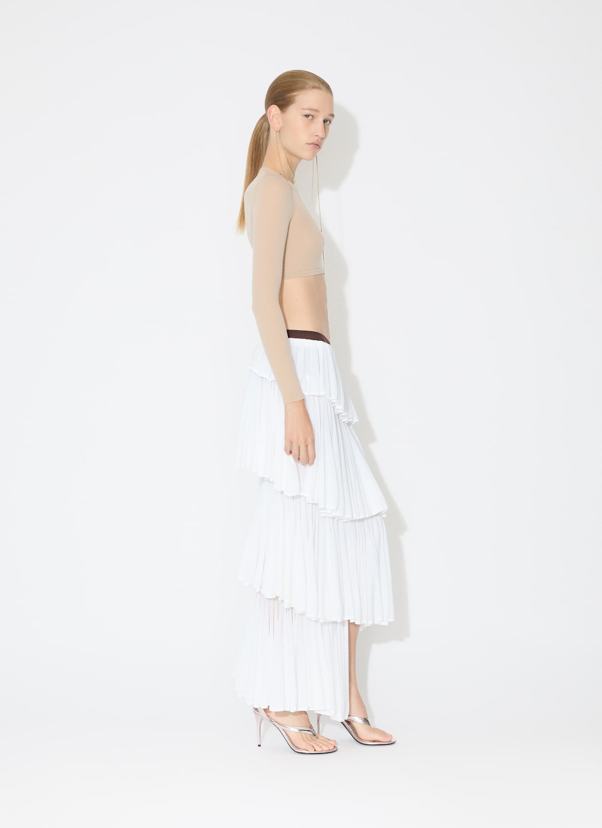 KNIT SPIRAL SKIRT ALAÏA WHITE  KNIT SPIRAL SKIRT